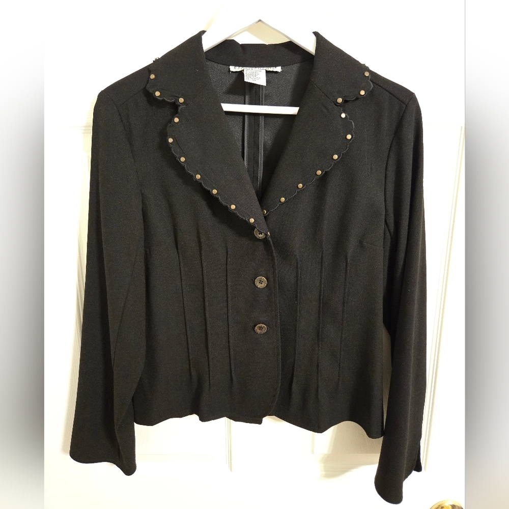 Requirements Black Women's Jacket Blazer with Metal Button Accents Size Small